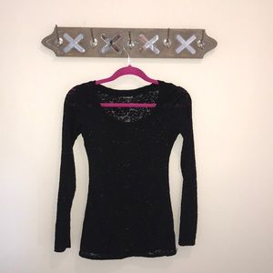 EXPRESS Black long sleeve all over lace top